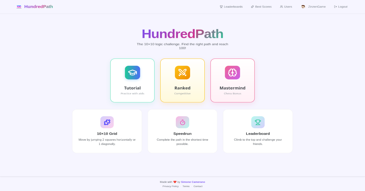 Screenshot del progetto HundredPath
