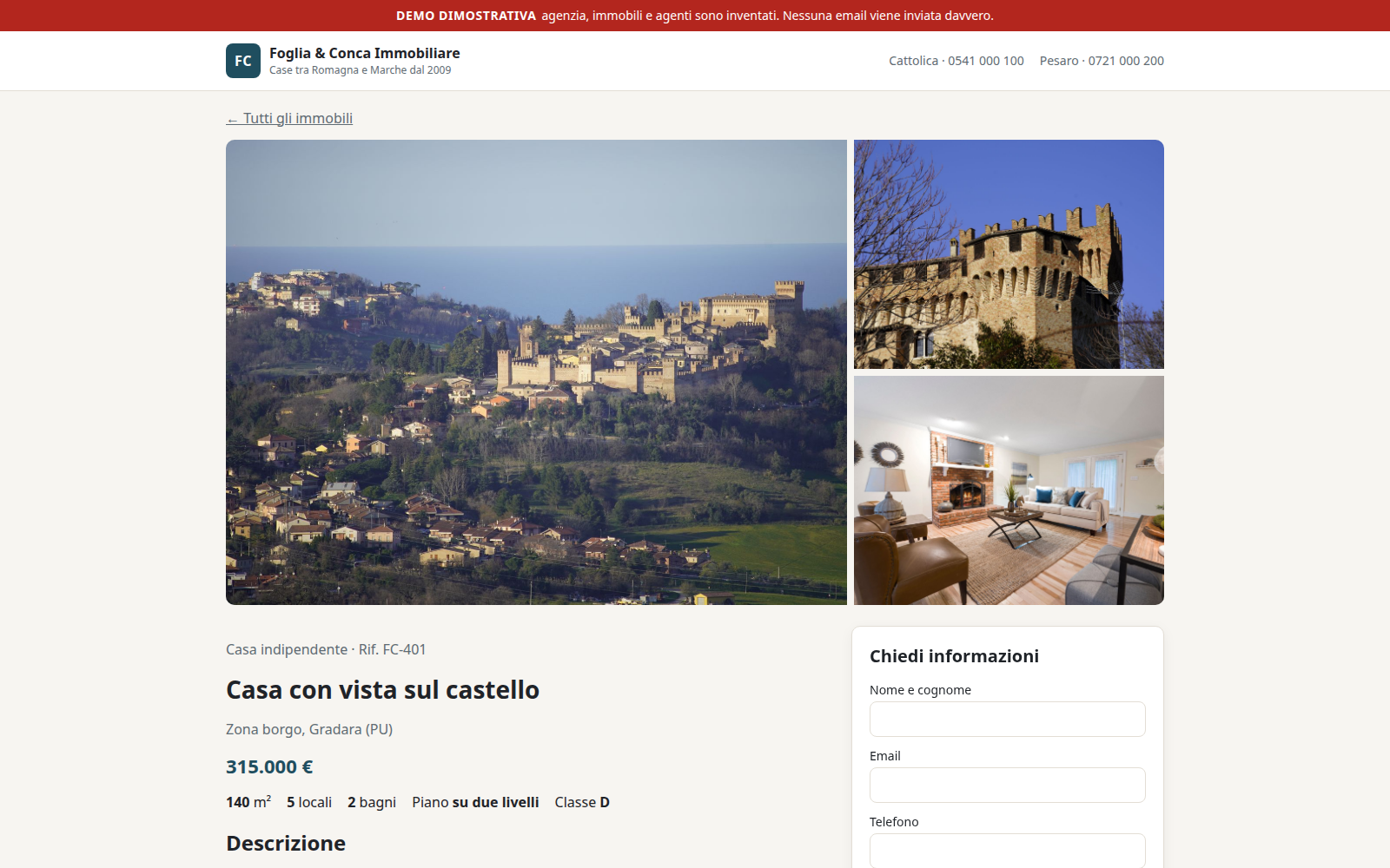 Screenshot di Demo agenzia immobiliare