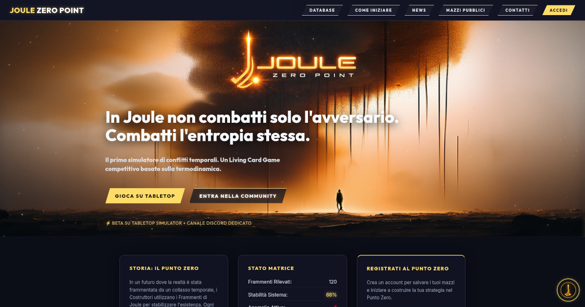 Screenshot del progetto Joule Zero Point